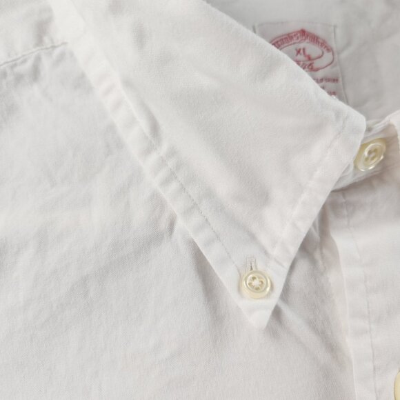 Brooks Brothers Button-Down Cotton XL White Mens Shirt Pocket Business Solid - Picture 9 of 16